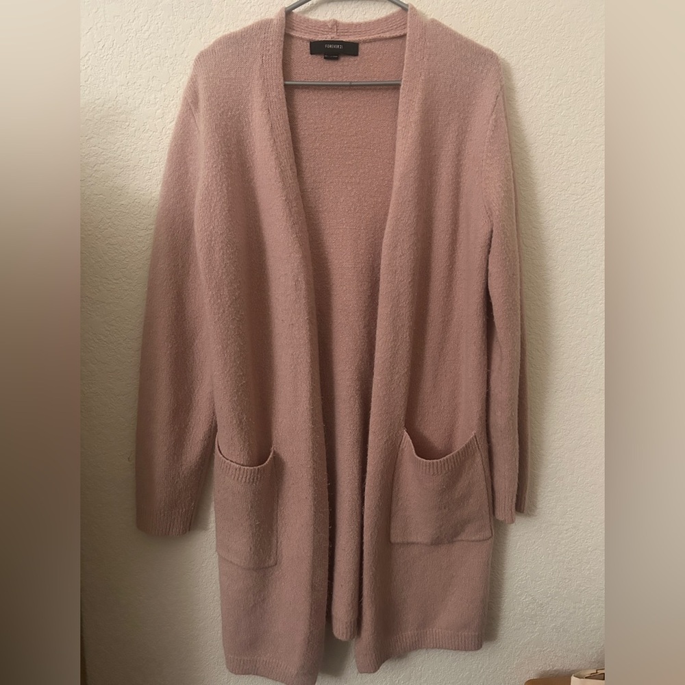 Forever 21 Blush Pink Open-Front Cardigan